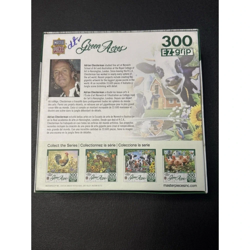 Master Pieces 2 EZ-Grip 300 Large Piece Jigsaw Puzzle Linen Complete Green Acres